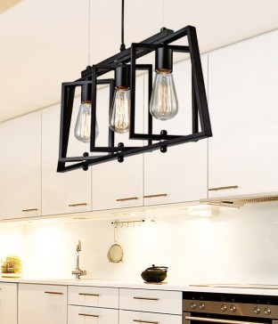 폴딩 3등 펜던트조명, 주방식탁조명(블랙)