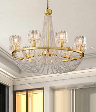 태자 9등 펜던트, 크리스탈조명, 인테리어 펜던트조명(골드)