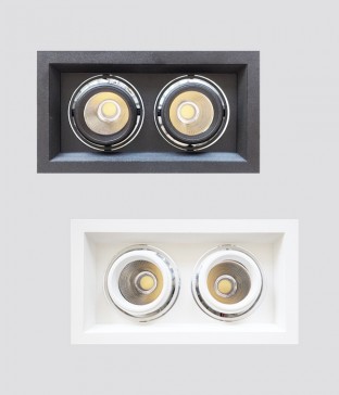 LED COB 바몬 2구 사각 매입등, 매입조명 (30W 블랙 화이트 필립스)