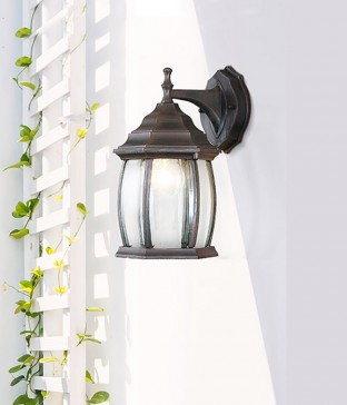 주물 6각 하향 벽등, 외부벽등, 정원조명 (커피색)